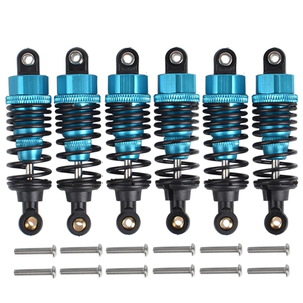 6pcs Metal Oil Shocks (F/R) for Ta-Miya G6-01 6X6 1/18 for Kong-Head/for King Chassis(Blue)