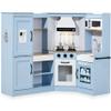 Best Choice Products Pretend Play Corner Kitchen, Ultimate Interactive Wooden Kids Playset w/Lights & Sounds, Ice Maker, Hood - Coastal Blue view 1