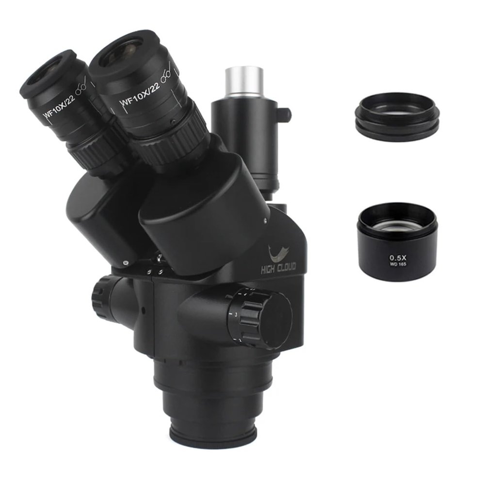 LIUZHENZHEN 7X-45X 3.5X-90X Simul-Focal Trinocular Microscope Zoom Stereo Microscope Head 0.5X 2.0X Auxiliary Objective Lens C-Mount Camera(Wiht 0.5X 165mm)