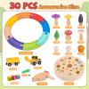 3-in-1 Montessori Wooden Toy for Toddlers 2 3 4 5 Year Old Mushroom Size Matching Game, Magnetic Bird Catching Worms & Rainbow Train Track | Fine Motor Toys for 2-4 Year Old Boys and Girls(30 Pcs view 2