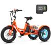 16 Inch Electric Tricycle - 250W 25.2V Fat Tire Electric Tricycle for Kids, 6 Wheels Electric Bike Cruiser Bicycle, Aluminum Frame Motored Trike with Adjustable Seat and Basket view 1