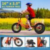 16 Inch Electric Tricycle - 250W 25.2V Fat Tire Electric Tricycle for Kids, 6 Wheels Electric Bike Cruiser Bicycle, Aluminum Frame Motored Trike with Adjustable Seat and Basket view 3