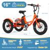16 Inch Electric Tricycle - 250W 25.2V Fat Tire Electric Tricycle for Kids, 6 Wheels Electric Bike Cruiser Bicycle, Aluminum Frame Motored Trike with Adjustable Seat and Basket view 4