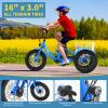 16 Inch Electric Tricycle - 250W 25.2V Fat Tire Electric Tricycle for Kids, 6 Wheels Electric Bike Cruiser Bicycle, Aluminum Frame Motored Trike with Adjustable Seat and Basket view 3