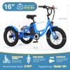 16 Inch Electric Tricycle - 250W 25.2V Fat Tire Electric Tricycle for Kids, 6 Wheels Electric Bike Cruiser Bicycle, Aluminum Frame Motored Trike with Adjustable Seat and Basket view 4