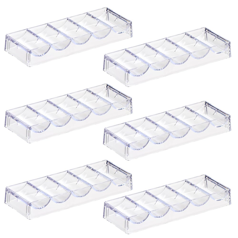 LUOBAO Acrylic Poker Chip Tray Rack- Clear Organizer for 100 Standard Casino Chips-Suitable for Texas Hold'em, Blackjack, Gambling, Poker Clubs, Parties, or Family Casino Nights