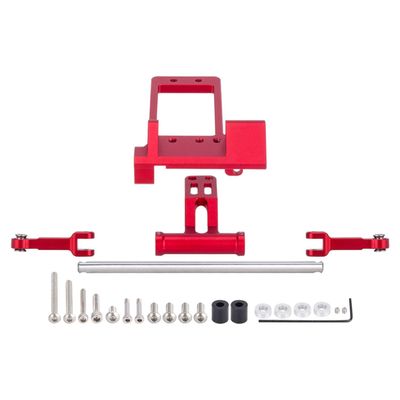 CNC Aluminium BAT Servo Mount with Hydraulic Steering Link for 1/10 RC Crawler Axial SCX10 III Portal Axle LCG Chassis DIY Parts (Red)