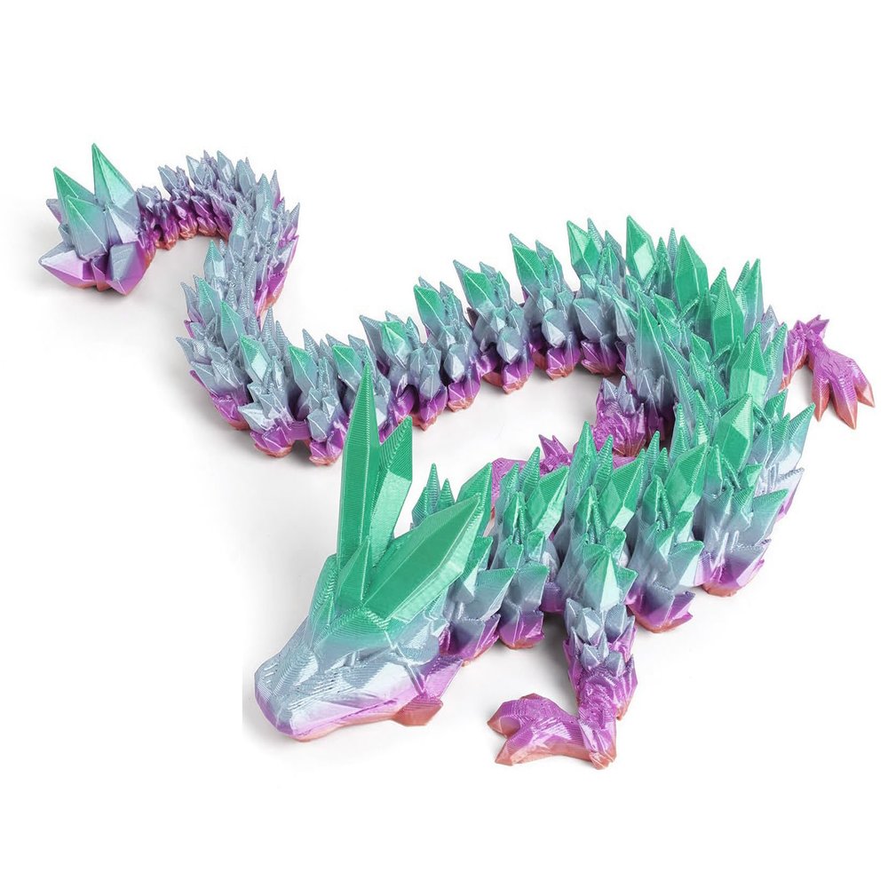 ToySupplyFun 3D Dragon, Ariculated Crystal Dragon,3D Printed Dragon, Flexible Fidget Toy for Festival, Home Decoration, Executive Desk Decorations (Candy)