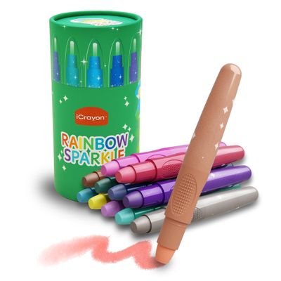 12 Colors Rainbow Sparkle Metallic Watercolor Gel Crayons, Glitter Twistable Crayons for Toddlers, Non-Toxic, Hands Cleand, Washable, Coloring Gifts for Boys and Girls