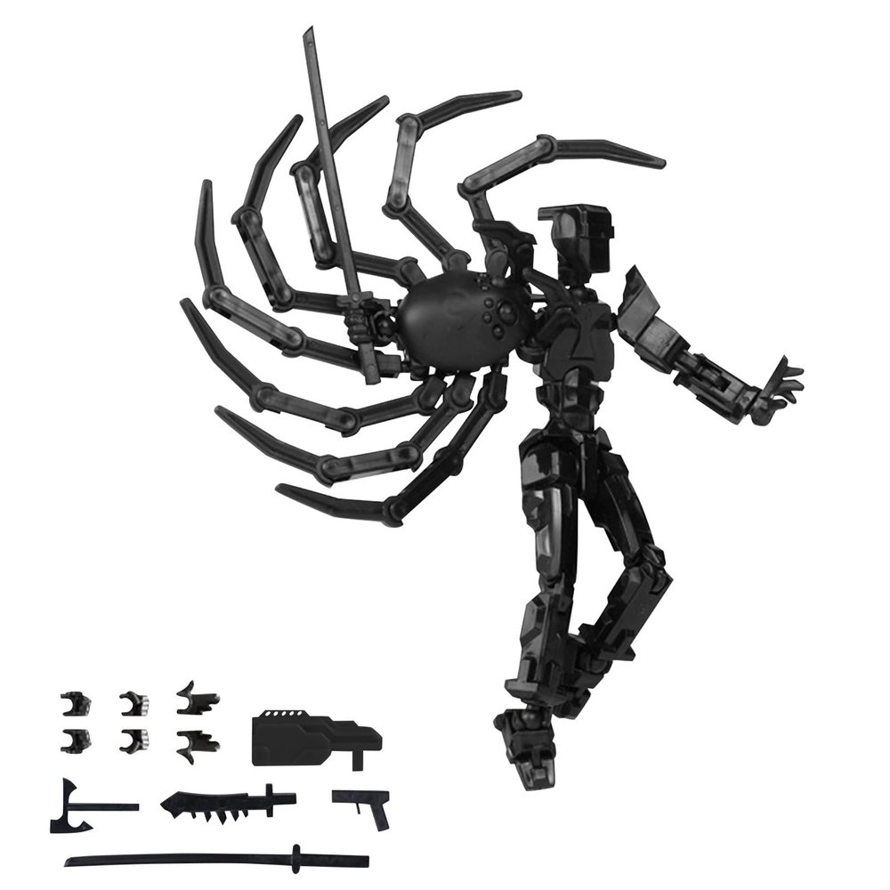 T13 Robot Humanoid Action Figure, Cool 3D Printed Multi-Joint Deformed Humanoid Action Figure with Movable Joints, Perfect for Birthday Gifts (Black)
