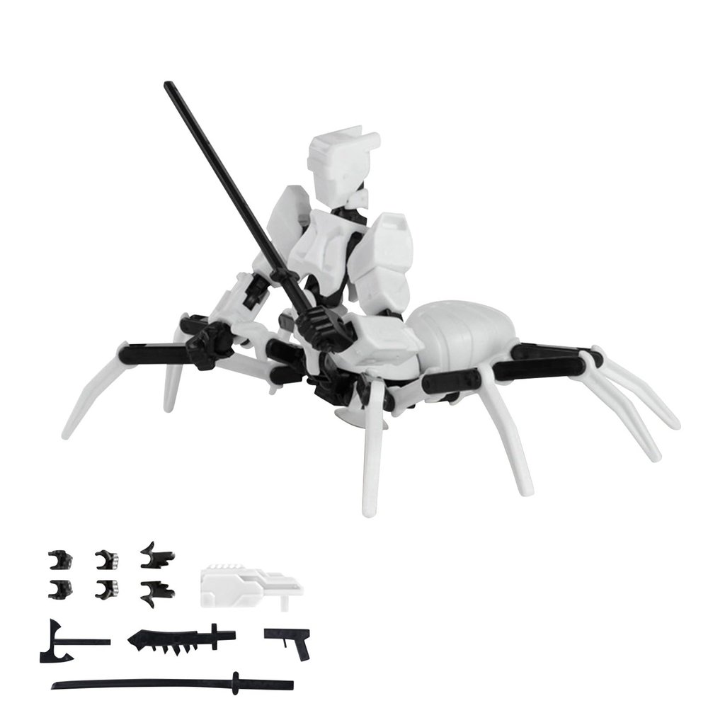 T13 Robot Humanoid Action Figure, Cool 3D Printed Multi-Joint Deformed Humanoid Action Figure with Movable Joints, Perfect for Birthday Gifts (White)