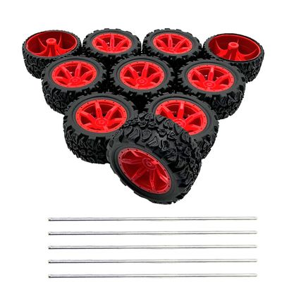 10PCS Toy Car Wheels 39mm Toy Car Rubber Tire Wheels with 5PCS Shaft Round Rod Axles for RC Car Truck Robot DIY Model Toy Parts (2x20x39mm)