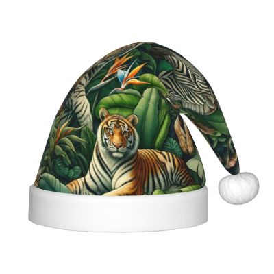 Augenstern Christmas Hat Lion-Zebra-Tropical-Plant Xmas Hat Unisex Santa Hat
