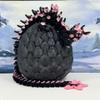 3D Printed Dragon with Dragon Egg, 24" Articulated Black and Pink and Cherry Blossom Dragon , Fidget ADHD Autism Toy, Executive Desk Toy D028-BE-24 view 2