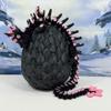 3D Printed Dragon with Dragon Egg, 24" Articulated Black and Pink and Cherry Blossom Dragon , Fidget ADHD Autism Toy, Executive Desk Toy D028-BE-24 view 3