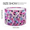 Abstract Purple Pink Heart Pattern Toys Storage Bin with Cotton Rope Large Capacity Clothes Storage Baskets Laundry Hamper Holiday Ornament Box Organizer for Bedroom Bathroom Nursery view 2