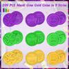 200 PCS Mardi Gras Decorations, 1.4 in Purple Gold Green Fake Coins, Crown Masks Pattern Mardi Gras Gold Coins Plastic Coins Leprechaun Gold Coins, Mardi Gras Table Decorations Costume Accessories view 3