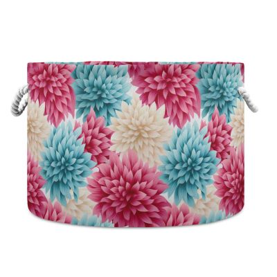 Abstract Chrysanthemum Pattern Toys Storage Bin with Cotton Rope Large Capacity Clothes Storage Baskets Laundry Hamper Holiday Ornament Box Organizer for Bedroom Bathroom Nursery