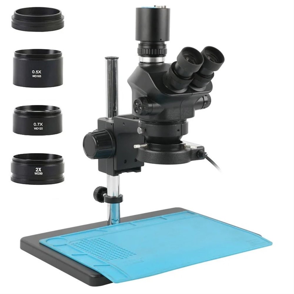 1080P 2K HDMI VGA Type-C C mount video camera 50X 100X 45X Simul-Focal Stereo Trinocular Microscope Phone Soldering PCB Repair(7X-50X)