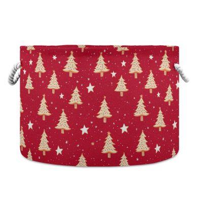 AMmao Cute Christmas Tree Pattern Toys Storage Bin with Cotton Rope Large Capacity Clothes Storage Baskets Laundry Hamper Holiday Ornament Box Organizer for Bedroom Bathroom Nursery