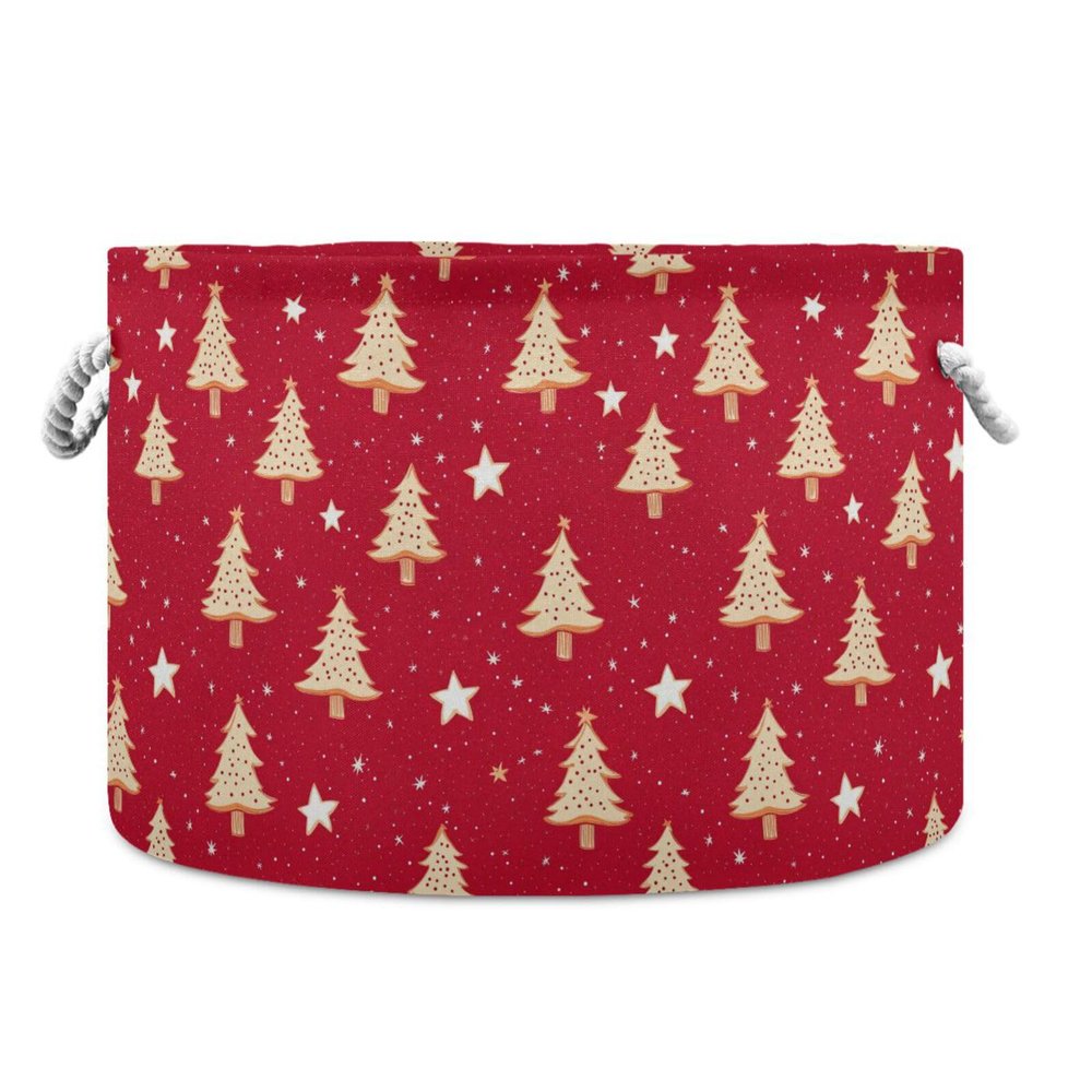 AMmao Cute Christmas Tree Pattern Toys Storage Bin with Cotton Rope Large Capacity Clothes Storage Baskets Laundry Hamper Holiday Ornament Box Organizer for Bedroom Bathroom Nursery