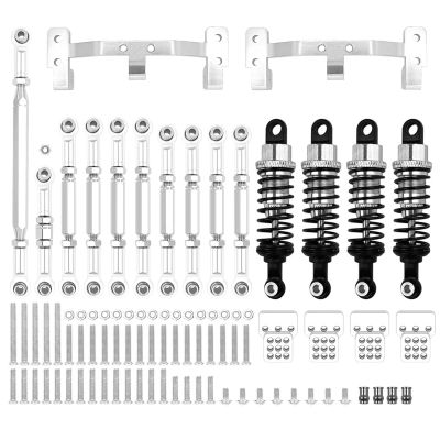1 Set Metal Chassis Link Rod Tie Rod Mounting Bracket Shock Absorber Kit for MN D90 MN99S for WPL C14 C24 RC Car Upgrade Parts(Silver for MN)