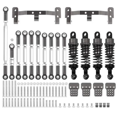 1 Set Metal Chassis Link Rod Tie Rod Mounting Bracket Shock Absorber Kit for MN D90 MN99S for WPL C14 C24 RC Car Upgrade Parts(Gray for WPL)