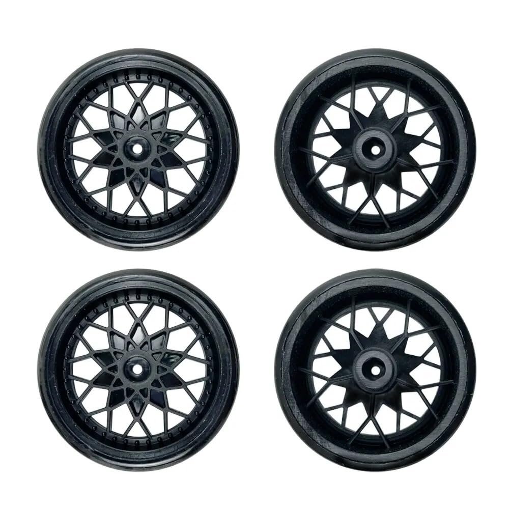 1 Set Rubber Drifting Tires Thin Tire Wheel Kit for WPL D12 D42 RC Truck Road Racing Modification Upgrade Spare Parts(1Set Black)