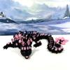 24 Inches 3D Printed Dragon, Articulated Black and Pink Cherry Blossom, Fidget ADHD Autism Toy D028-DR-24 view 2