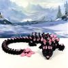 24 Inches 3D Printed Dragon, Articulated Black and Pink Cherry Blossom, Fidget ADHD Autism Toy D028-DR-24 view 3