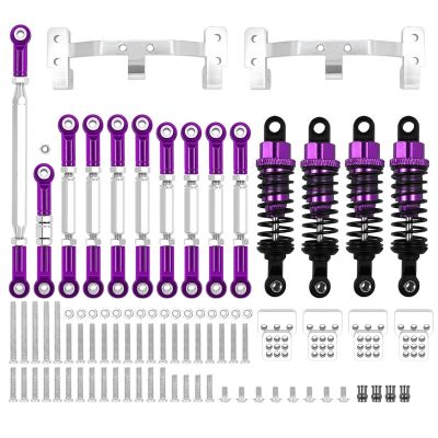 1 Set Metal Chassis Link Rod Tie Rod Mounting Bracket Shock Absorber Kit for MN D90 MN99S for WPL C14 C24 RC Car Upgrade Parts(Purple for MN)