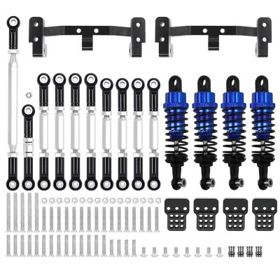 1 Set Metal Chassis Link Rod Tie Rod Mounting Bracket Shock Absorber Kit for MN D90 MN99S for WPL C14 C24 RC Car Upgrade Parts(Navy for MN)