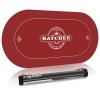 REAHOISY 63" x 30" Poker Mat Poker Table Top, Portable Texas Hold'em Poker Table Topper, Foldable Poker Table Tops w/Storage Cylinder, Non-Slip Rubber for Card Games, Blackjack (Red, 63" x 30") view 1