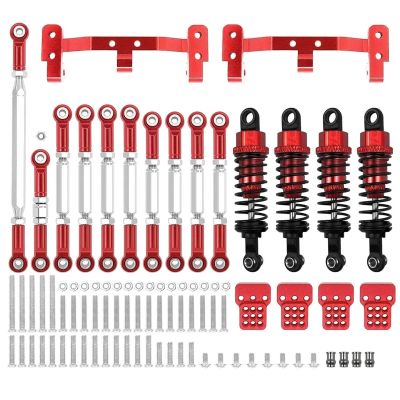1 Set Metal Chassis Link Rod Tie Rod Mounting Bracket Shock Absorber Kit for MN D90 MN99S for WPL C14 C24 RC Car Upgrade Parts(Red for MN)