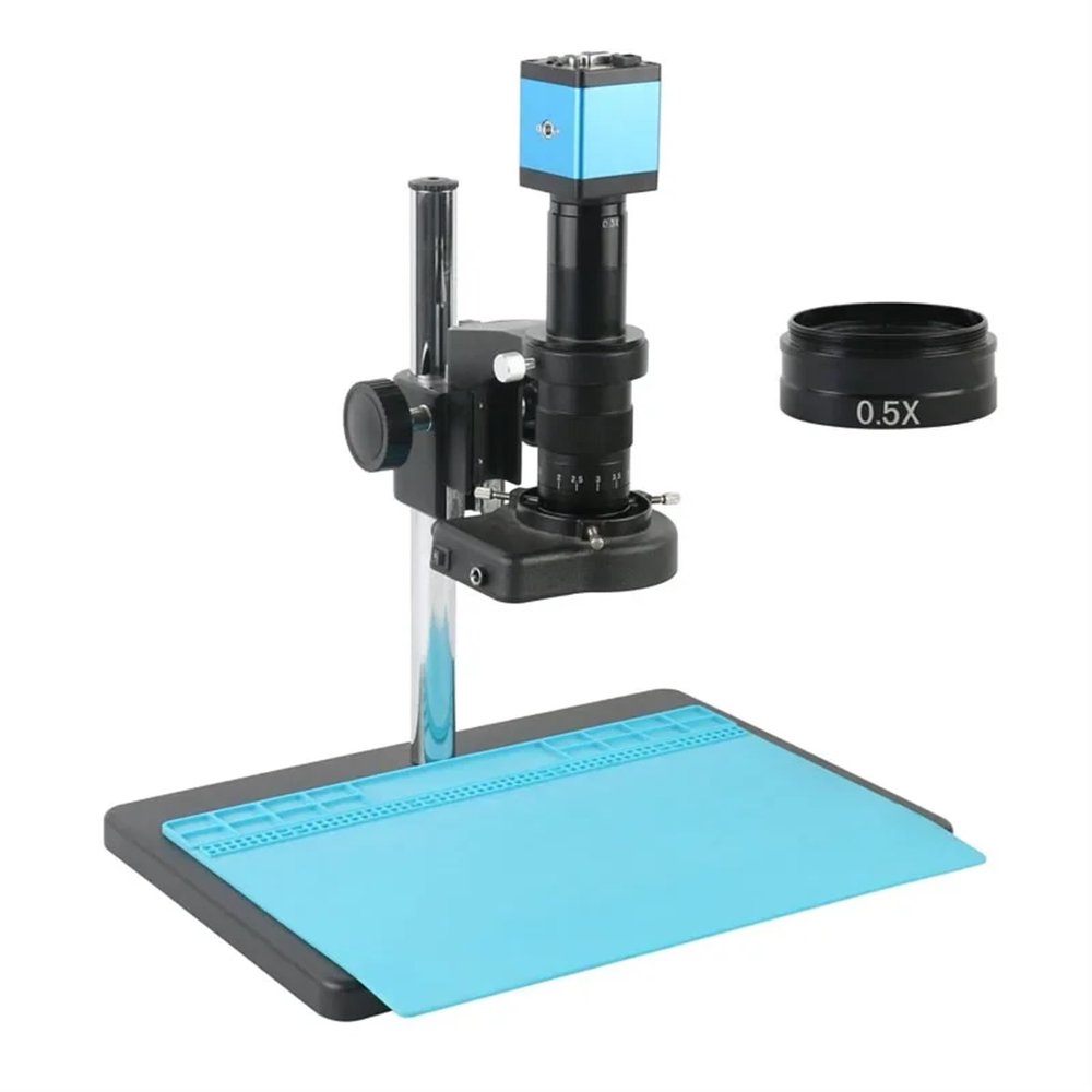 1080P 2K 48MP 4K HDMI USB VGA Industrial Zoom 180X 300X Video Microscope Camera Lens 0.5X for Precise Soldering Phone PCB Watch (14MP HDMI VGA,300X)