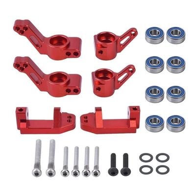1 Set Metal Front Caster Block Steering Block Rear Stub Axle Bracket Kit for 1/10 for Traxxas 2WD for Slash for Stampede for Rustler RC Car Part(Red 1 Set)
