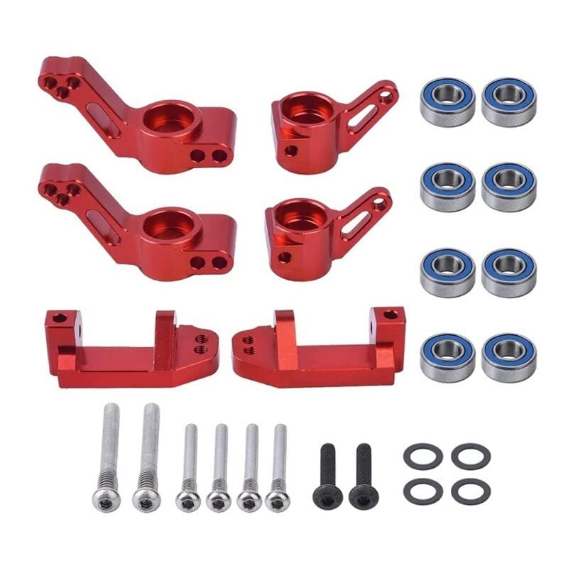 1 Set Metal Front Caster Block Steering Block Rear Stub Axle Bracket Kit for 1/10 for Traxxas 2WD for Slash for Stampede for Rustler RC Car Part(Red 1 Set)