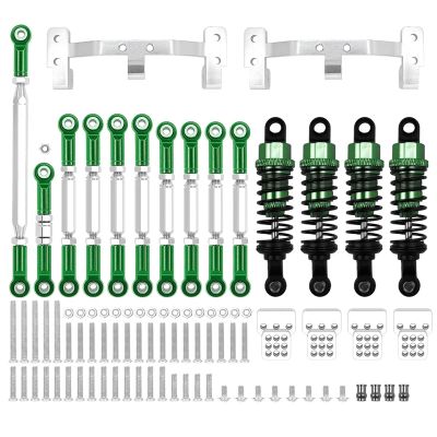 1 Set Metal Chassis Link Rod Tie Rod Mounting Bracket Shock Absorber Kit for MN D90 MN99S for WPL C14 C24 RC Car Upgrade Parts(Green for WPL)