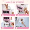 HONEY JOY Corner Play Kitchen, Toddler Wooden Toy Kitchen Set w/Lights, Coffee Maker, Microwave, Sink, Faucet, Little Chef Pretend Play Kids Kitchen Playset for Boys Girls (Pink) view 3