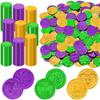 120 PCS Mardi Gras Decorations, 1.4 in Plastic Gold Coins, Purple Gold Green Mardi Gras Coins Fake Coins Mardi Gras Tokens, Mardi Gras Party Supplies Costume Accessories for Parade Maskquerade view 1