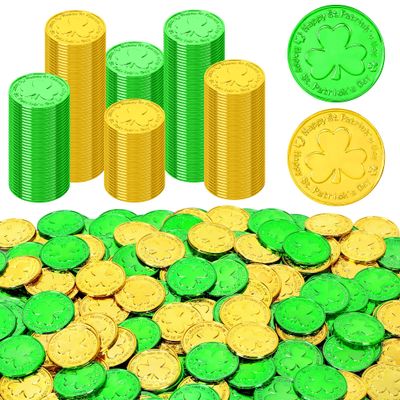 120 PCS St Patricks Day Decorations, 1.4 in Shamrock St Patricks Day Coins, Gold Green Lucky Coins Fake Coins Plastic Coins St Patricks Day Gold Coins, Shamrock Decoration St Patricks Day Party Favor