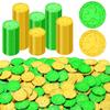 120 PCS St Patricks Day Decorations, 1.4 in Shamrock St Patricks Day Coins, Gold Green Lucky Coins Fake Coins Plastic Coins St Patricks Day Gold Coins, Shamrock Decoration St Patricks Day Party Favor view 1