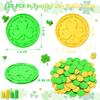 120 PCS St Patricks Day Decorations, 1.4 in Shamrock St Patricks Day Coins, Gold Green Lucky Coins Fake Coins Plastic Coins St Patricks Day Gold Coins, Shamrock Decoration St Patricks Day Party Favor view 2