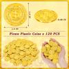 120 PCS Gold Coins, 1.4 in Plastic Gold Coins, 0.08 in Thick Fake Coins Pirate Coins Tokens Play Coins for Kids, Pirate Treasure Classroom Reward Adventure Theme Party Supplies for Pirate Party view 2