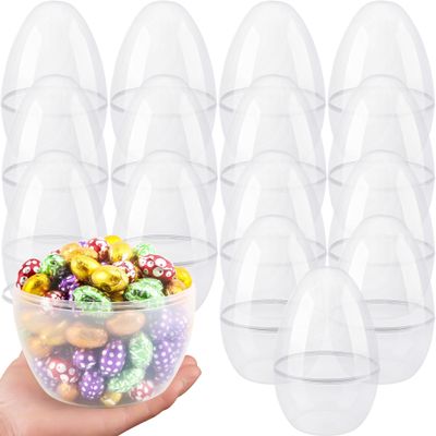 15 Pcs 8 Inch Fillable Clear Easter Eggs Jumbo Transparent Easter Eggs Plastic Large Easter Egg Empty for Easter Hunt Supplies