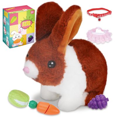 Joniuuca 2026 New Realistic Bunny Toy for Easter, Interactive Jumping and Twitching Bunny with Shaking Ears, Lifelike Rabbit Toy for Kids, Bunny Plush Toy with Realistic Movements(Brown)
