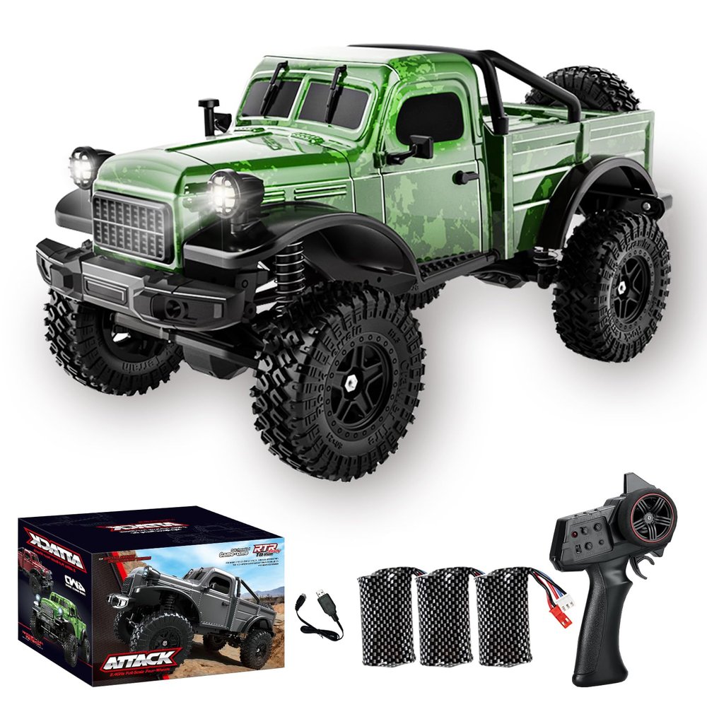 Authticar RC Crawler,1:18 Scale All Terrain Remote Control Car, 2.4 GHz 4WD Electric Rock Crawler with LED Lights, Toy Off-Road Vehicle for Teen s