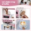Costzon Corner Play Kitchen, Wooden Kids Kitchen Playset with Lights & Sound, Coffee Maker, Washing Machine, Oven, Microwave, Toddler Toy Kitchen for Pretend Play, Gift for Boys Girls 3+ (Pink) view 4