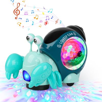 AUTOKAKUM Electronic Crab Toy, Cute Luminous Crab Toys Toddler Crawling Toy with Music and Light Interactive Sensory Toys for Boys Girls