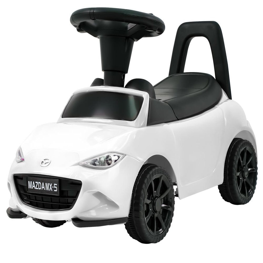 Kids Push Car for Toddlers, Licensed Mazda Toddler Car, Ride on Toy with Horn, Music, Lights, Under Seat Storage- White